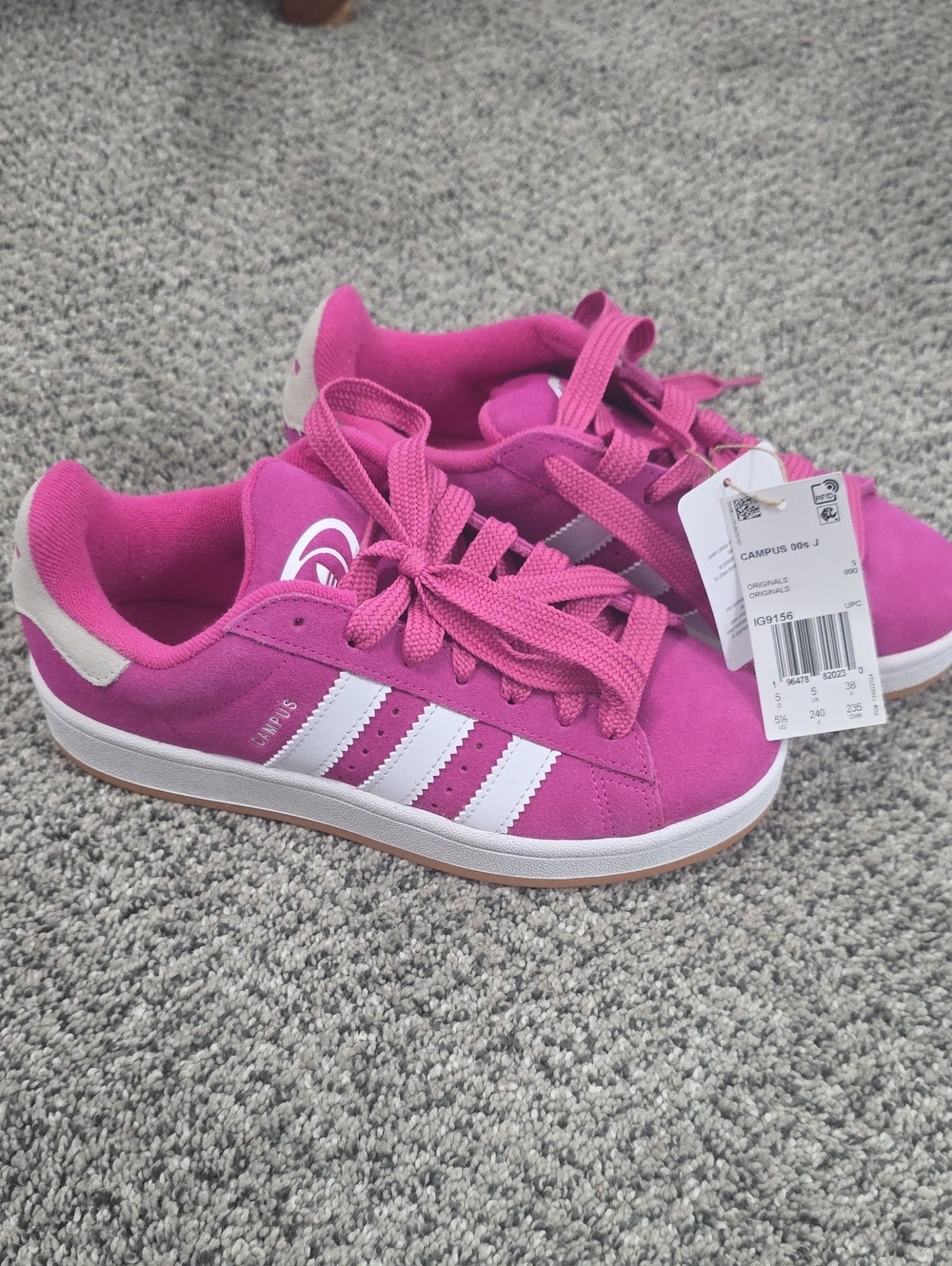 adidas Girls Sneakers in Hot Pink with White Stripes 5 1/2